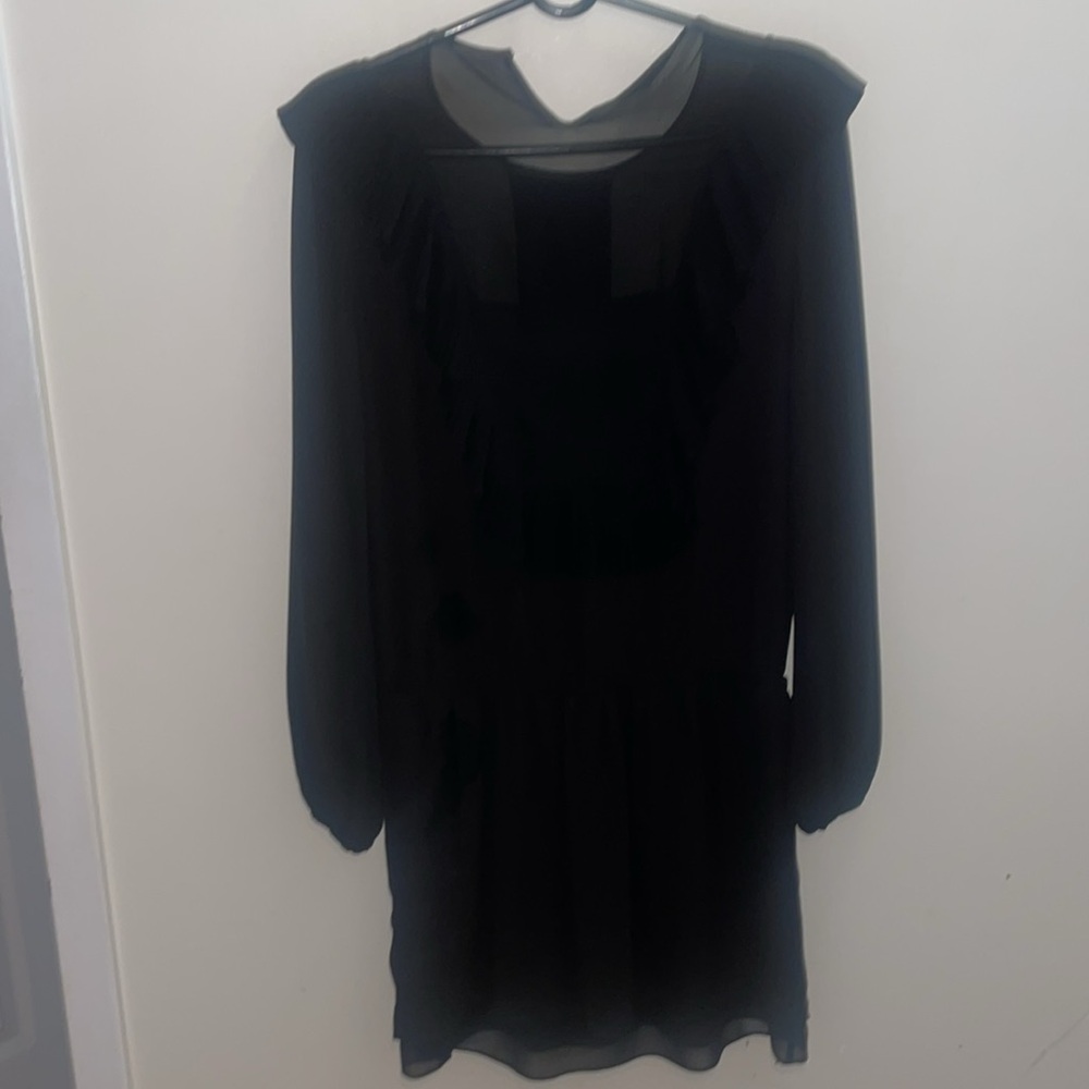 ✨Host Pick✨ BCBG MAXAZRIA BLACK  KRISTEY PLEATED RUFFLE BIB DRESS - Picture 6 of 8
